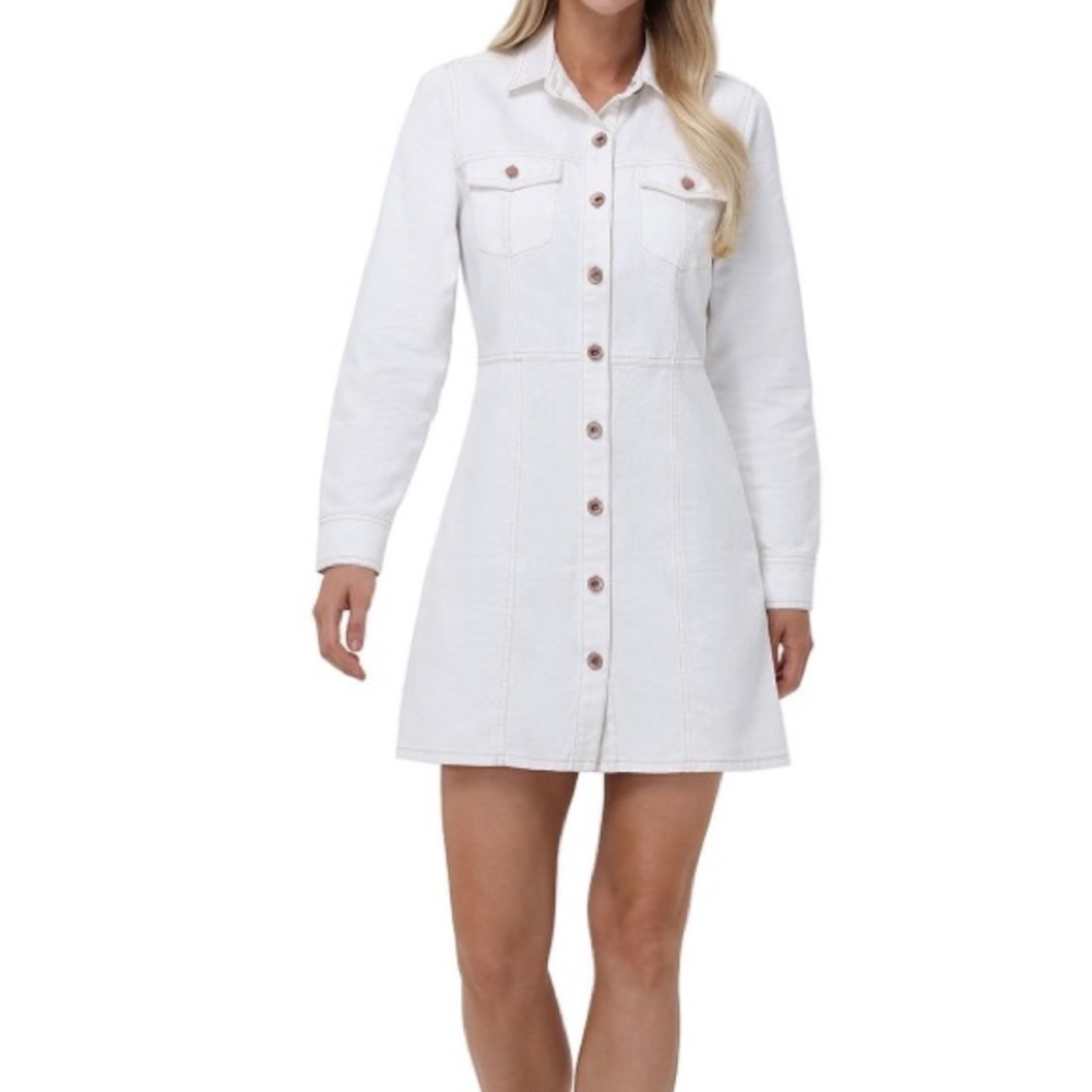 Frye White Long Sleeve Denim Dress-XL (Bone)